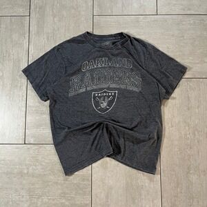 NFL Team Apparel Oakland Raiders Graphic T Shirt Charcoal Grey Heather Large